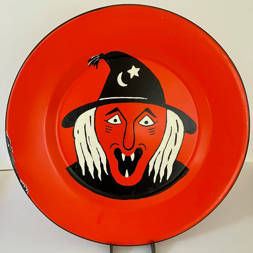 Kirchhof Orange Witch Halloween Enamel Plate